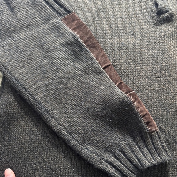 Pal Zileri Sport Italian Alpaca & Merino Brown Knit Sweater with Velvet Panels - Picture 12 of 16